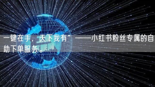 一键在手，天下我有”——小红书粉丝专属的自助下单服务。